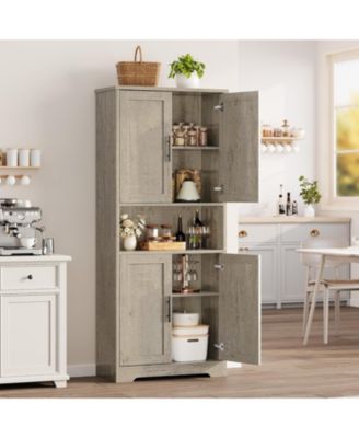 Tall Kitchen Pantry Cabinet, Storage Cabinet with Doors and Adjustable Shelves, Freestanding Cupboard for Living Room, Dining Room