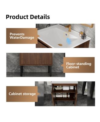 30"Bathroom Vanity with Sink, Soft-Closing Drawers and Large Storage for Modern Bathrooms, Floor Standing or Wall Mounted