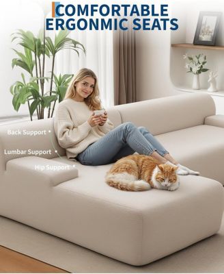 Modular L-Shaped Sectional Sofa with Chaise, Cloud Couch, Corduroy Fabric