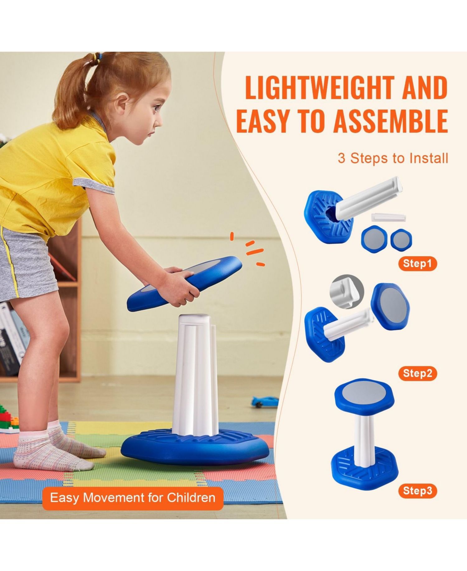 Kids Wobble Chair with Cushion Active Flexible Seating Stool for Ages 3 to 7
