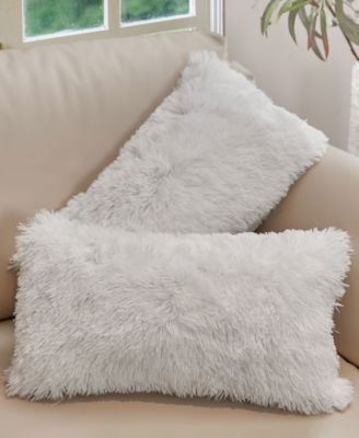 Textured Fluffy Decorative Pillow, 12" x 20"