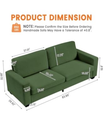 84" Oversized Corduroy Loveseat, Modern Deep Seat 2-Seater Sofa with Wide Arms for Living Room