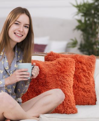 Textured Fluffy Decorative Pillow, 20" x 20"