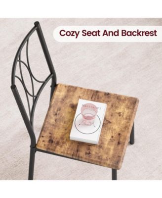 Dining Table Set for 2, Kitchen Table and Chairs for 2, Square Dining Room Table Set with 2 Metal and Wood Chairs, Kitchen Table Set