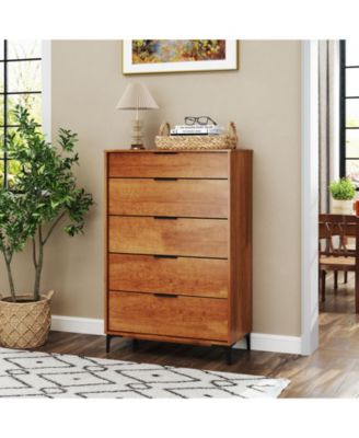 5-Drawer Dresser with Interlock System for Bedroom Living Room.