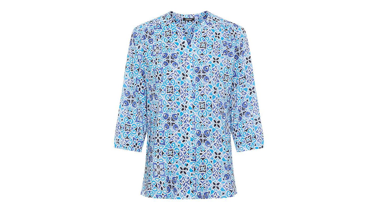 Женская рубашка Olsen Panneaux Tile Print Tunic, цвет: Синий — фото 3
