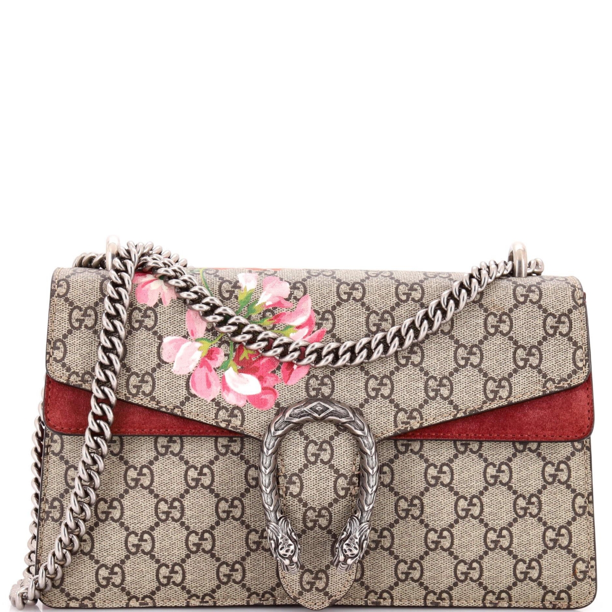 Pre-Owned Gucci Small Dionysus Bag Blooms Print Gg Coated Canvas - Brown