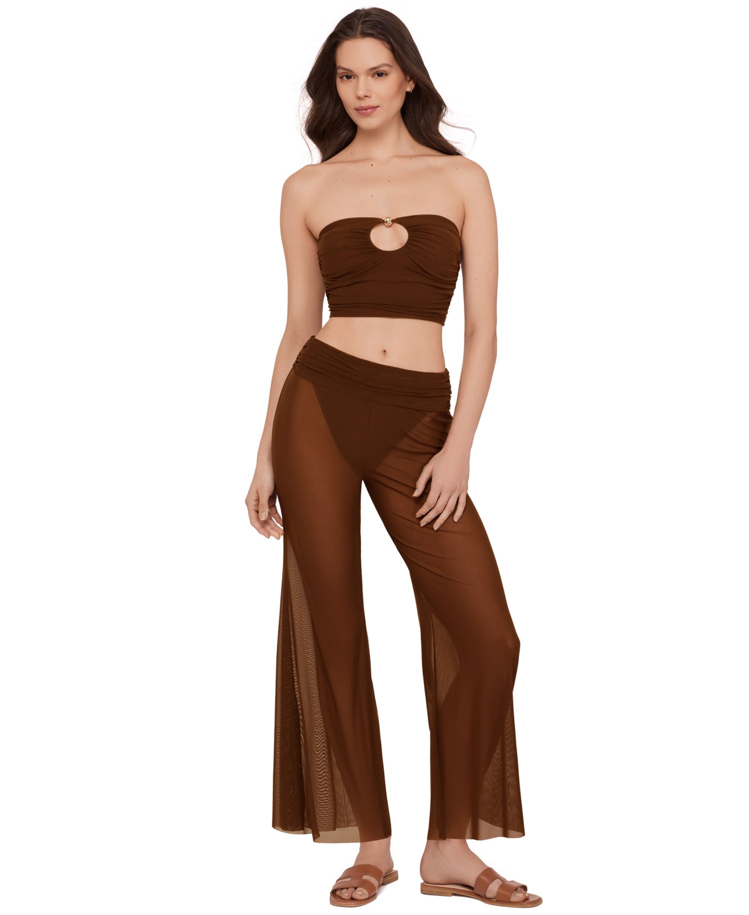 Women's Mesh Wide-Leg Swim Cover-Up Pants