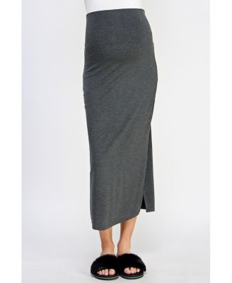 Maternity High-Rise Pencil Midi Skirt with Side Slits