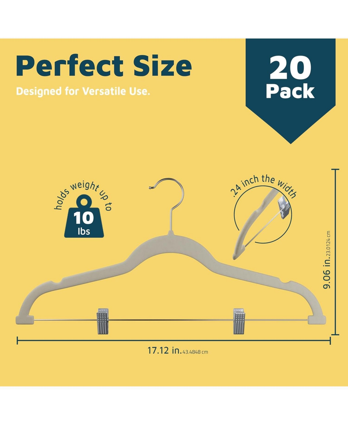 Lifemaster Velvet Skirt Hangers, Adjustable Clips, 360° Swivel Hook, Non-Slip Shoulder Notch, Holds 10 lbs