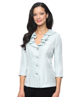 Women's Shimmer Ruffle Neck Blouse