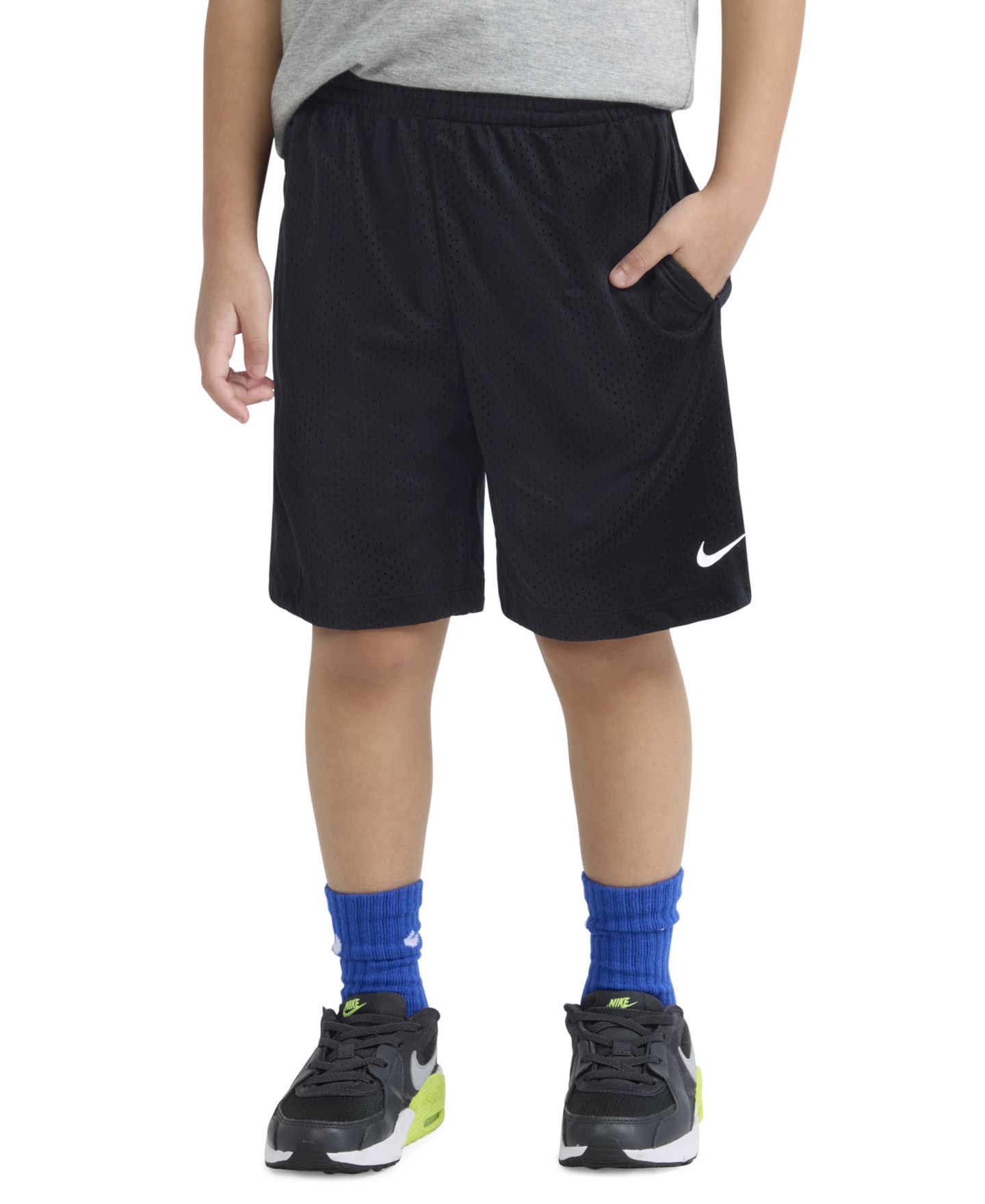 Шорты Nike Dri-FIT Logo Mesh Pull-On Shorts для мальчиков, цвет: Чёрный — фото 1