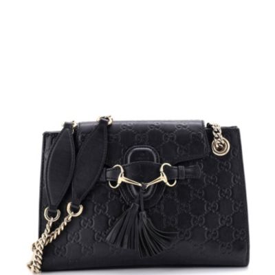 Small Emily Chain Flap Shoulder Bag Guccissima Leather