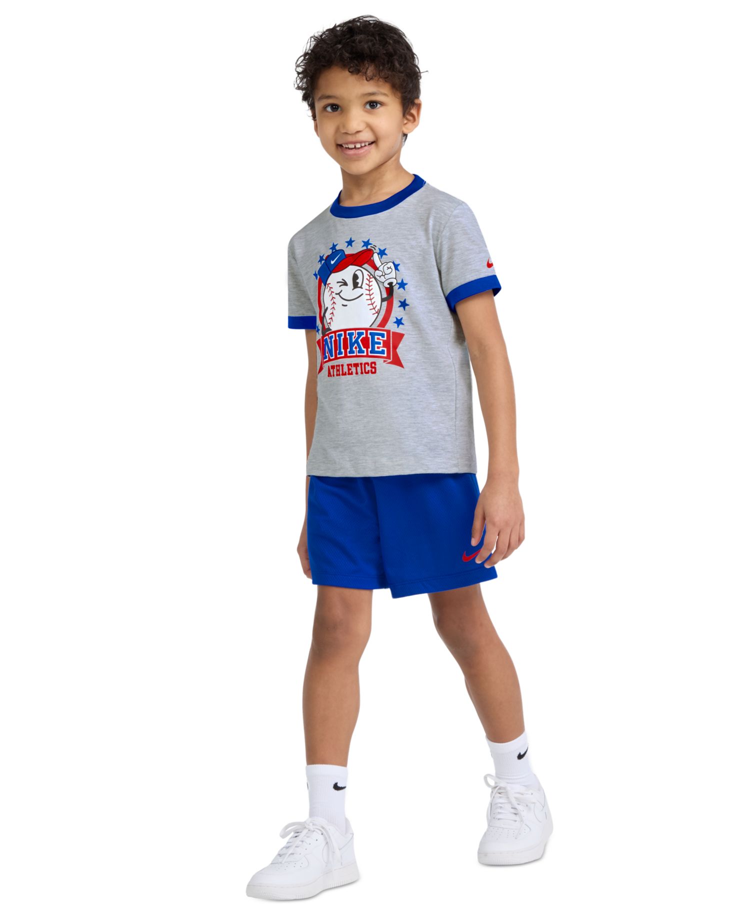 Boys' 2T-7 Dri-FIT Baseball Character Short-Sleeve T-Shirt and Shorts, 2-Piece Set