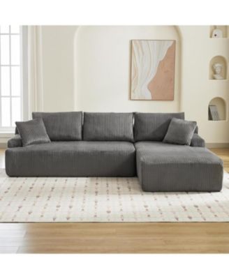 106" Modular Sectional Sofa, Corduroy Cloud Couch with L-Shaped Chaise, No Assembly