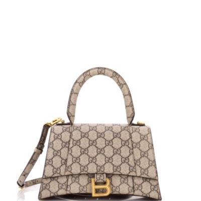 Small x Balenciaga The Hacker Project Hourglass Top Handle Bag GG Coated Canvas