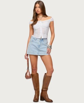 Women's Laura Off Shoulder Dotted Cotton Top