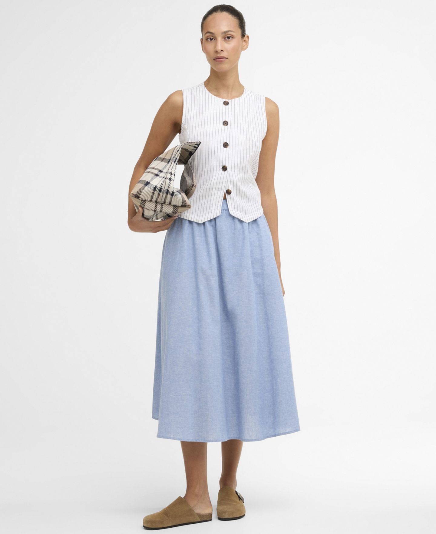 Женская юбка Barbour Sutton Chambray Midi, цвет: Светлый шамбре — фото 1