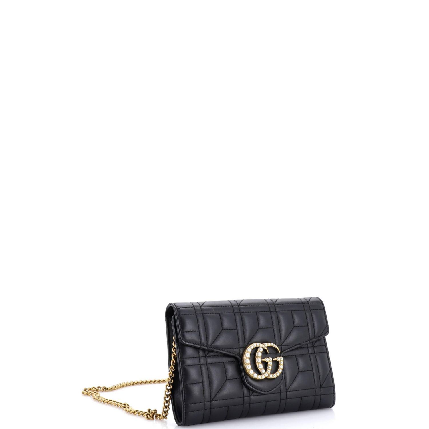 Mini Pearly GG Marmont Chain Wallet Matelasse Leather