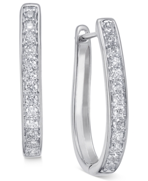 image of Diamond Oval Hoop Earrings (3/8 ct. t.w.) in 14k White or Yellow Gold