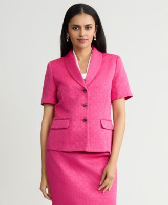 Women's Circle Jacquard Short-Sleeve Blazer, Regular & Petite