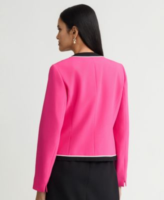 Women's Contrast-Trim Open-Front Jacket, Regular & Petite