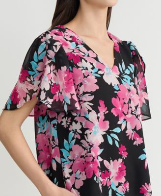 Women's Printed Flutter Sleeve Blouse