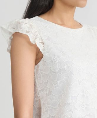 Women's Lace Flutter-Sleeve Top, Regular & Petite