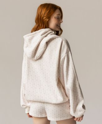 Juniors' Floral Print Logo Hooded Sweatshirt