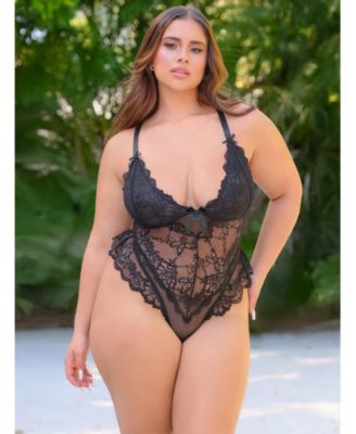 Women's Curvy Valentine Sheer Lacey Teddy