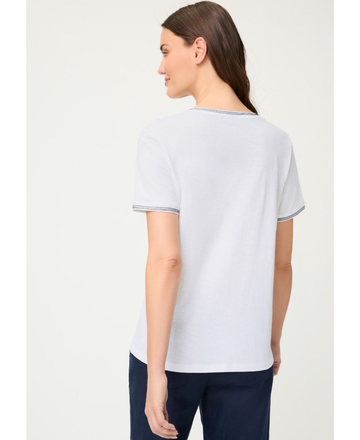 Женская футболка Olsen Embroidered Trim, цвет: Белый — фото 2