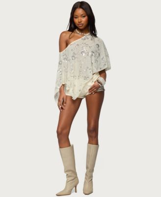 Women's Triana Bead and Sequin Chiffon Poncho