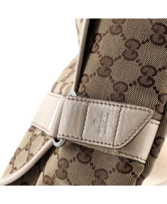 Small Double Belt Flap Messenger GG Canvas with Perforated Leather