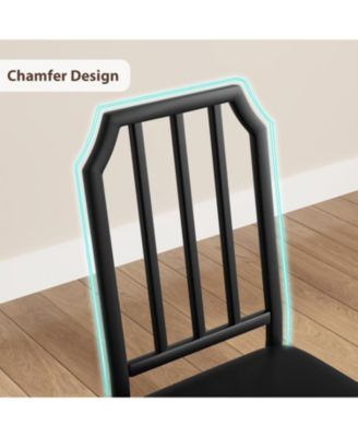 Dining Table Set for 2 With Chamfer Design,3-Piece Kitchen Table and Chairs With Cushioned PU Seats.