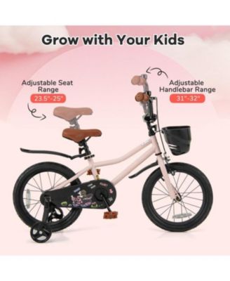  Kids Bike with Basket and Adjustable Handlebar