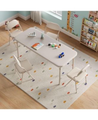 5 Piece Folding Kids Table and Chairs Set, Children Activity Table and Chairs Set for Dining Room,Daycare,Classrooms