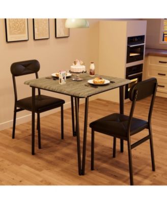 Dining Table for 2, Small Square kitchen Dinner Table Set for 2,Space Saving Wood Modern Dinette With Upholstered,Dining Room Furniture