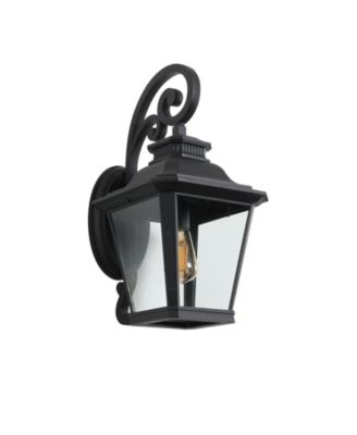 21"(H) 1-Pack Outdoor Wall Lantern Light – Vintage Metal and Clear Glass Sconce with Decorative Scroll Design for Porch, Patio
