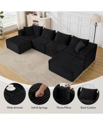 137" Modular Sectional Sofa, U-Shaped Cloud Couch with Ottomans, No Assembly