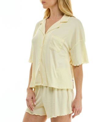 Women's Short-Sleeve Top and Elastic Waistband Shorts, 2-Piece Set