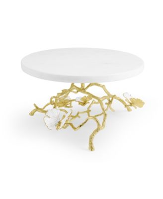 Butterfly Ginkgo Gold-Tone Cake Stand