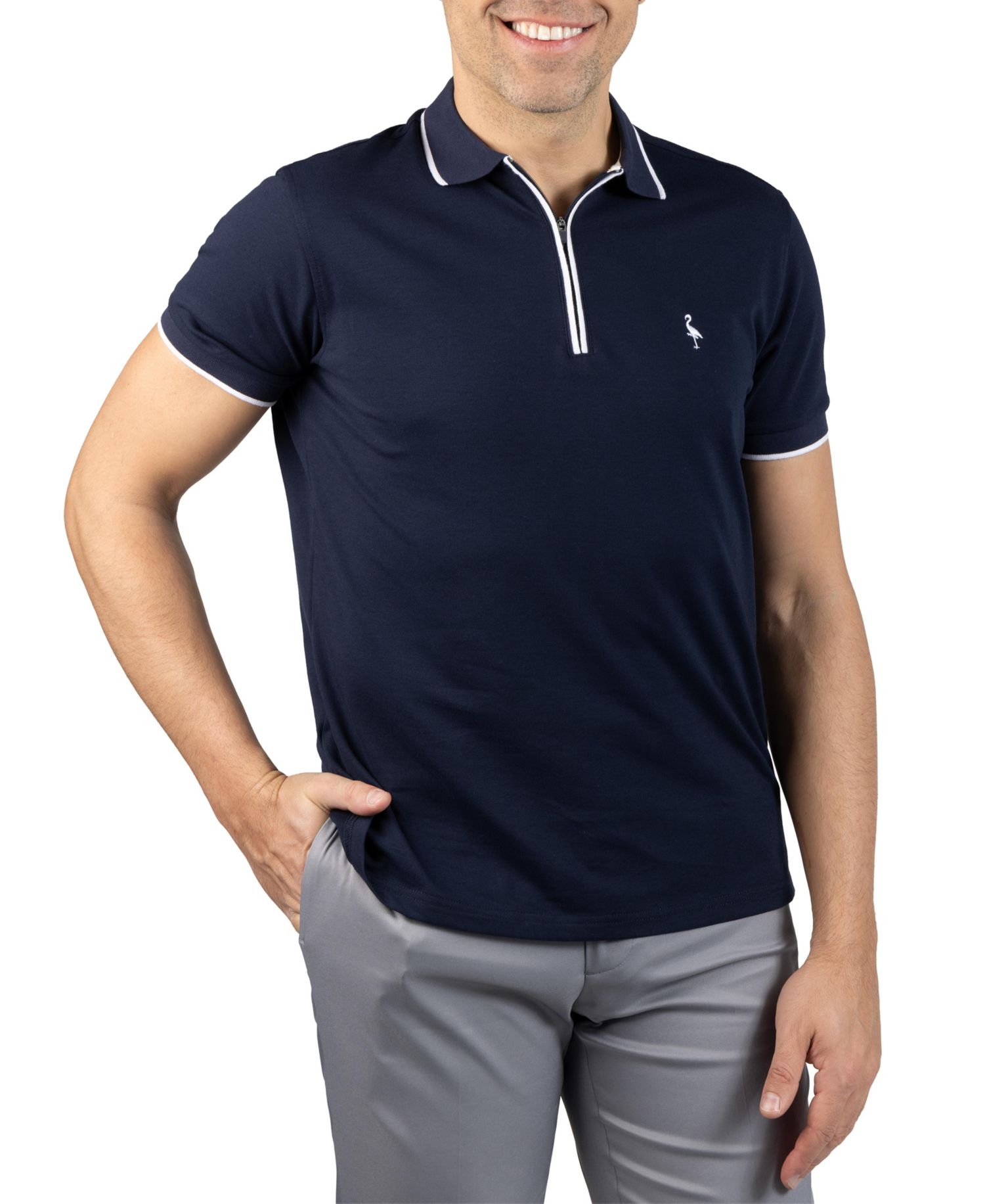 Men's Quarter Zip Fine Pique Polo Shirt