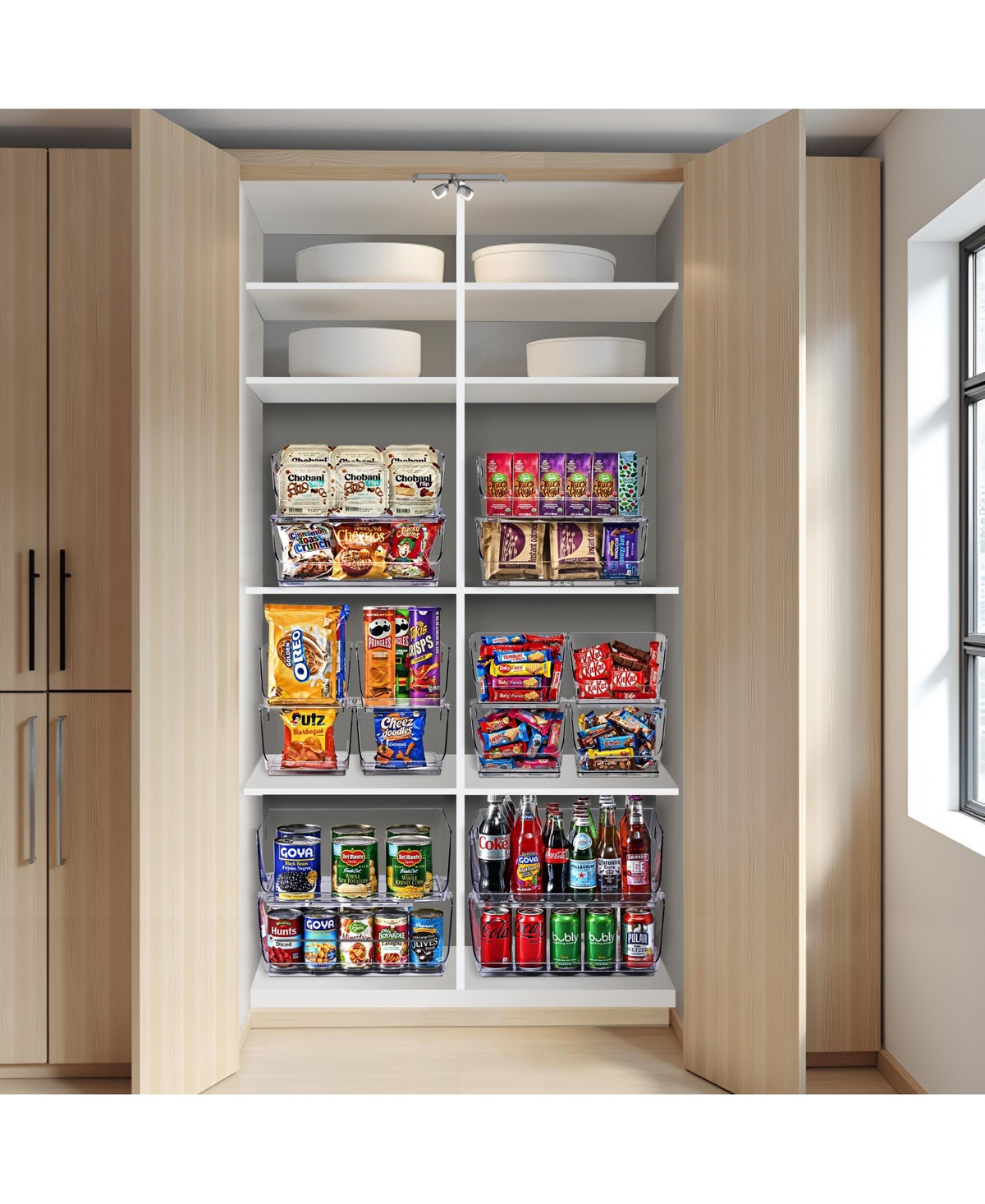 Sorbus Large Stackable Open Front Storage Bins - For Pantry