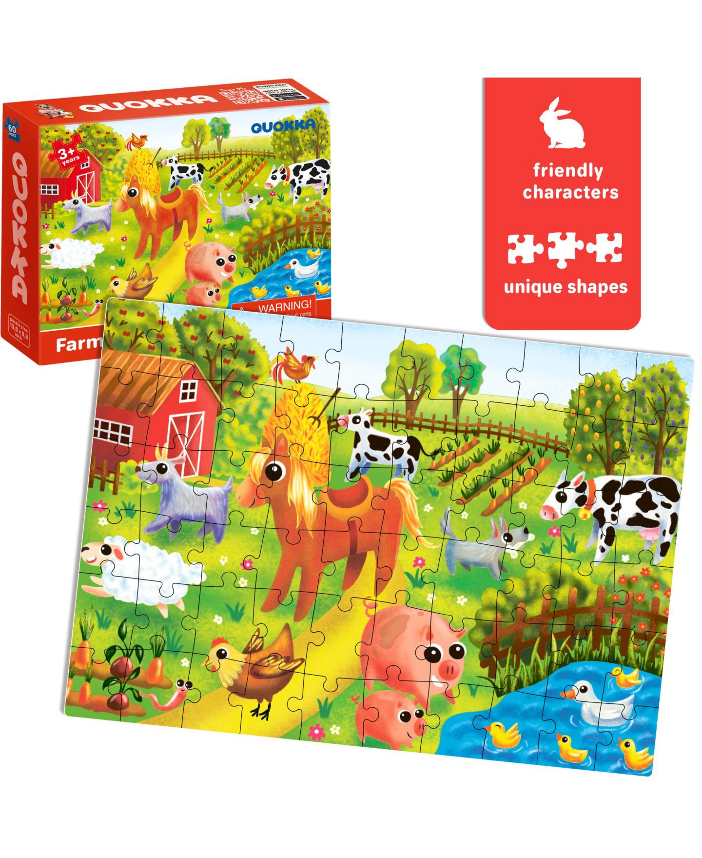 Детский пазл Quokka Four 60-Piece Jigsaw Puzzles, Ages 4+, цвет: Тёмно-зелёный океанский — фото 4