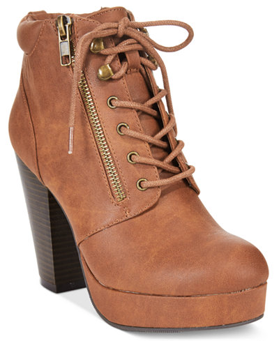 Material Girl Rheta Lace-Up Platform Booties, Only at Macy's
