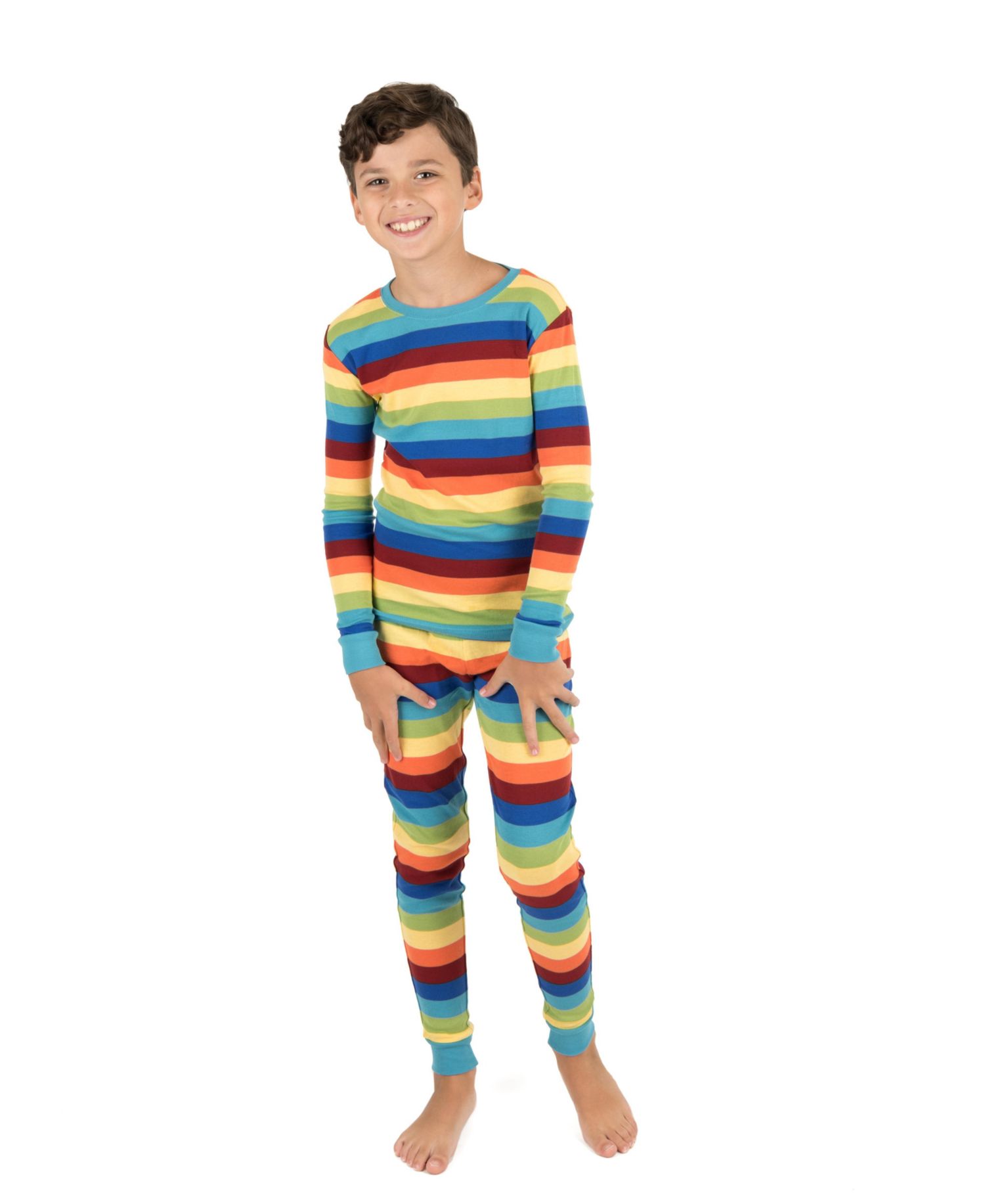 Kids Matching Family Two Piece Cotton Long Sleeve Striped Pajamas 6-14