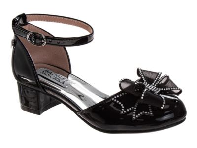Little Girl's Block Heel Dress Shoes with Embellished Bow