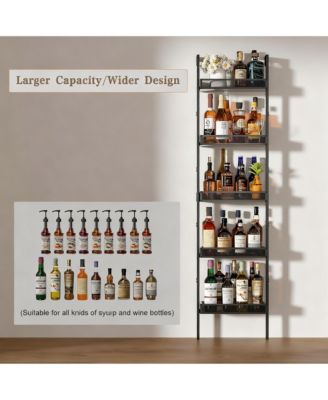 Wine Rack Bottles Wall Mounted Metal Wood Storage Shelf