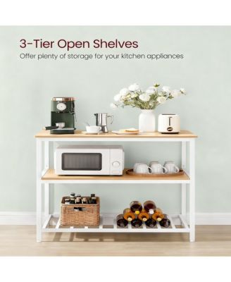 Kitchen Island 3-Tier Storage Large Worktop Steel Industrial Oak