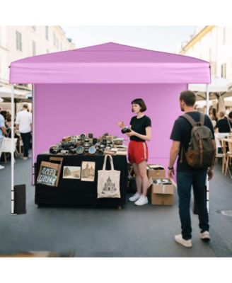 10 X 10 FT Pop up Canopy Tent w/ 4 Sidewalls Wheeled Bag 4 Sandbags 8 Stakes